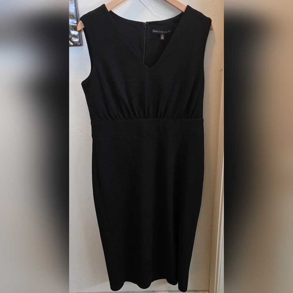 White House Black Market Classic Black Midi Dress 12